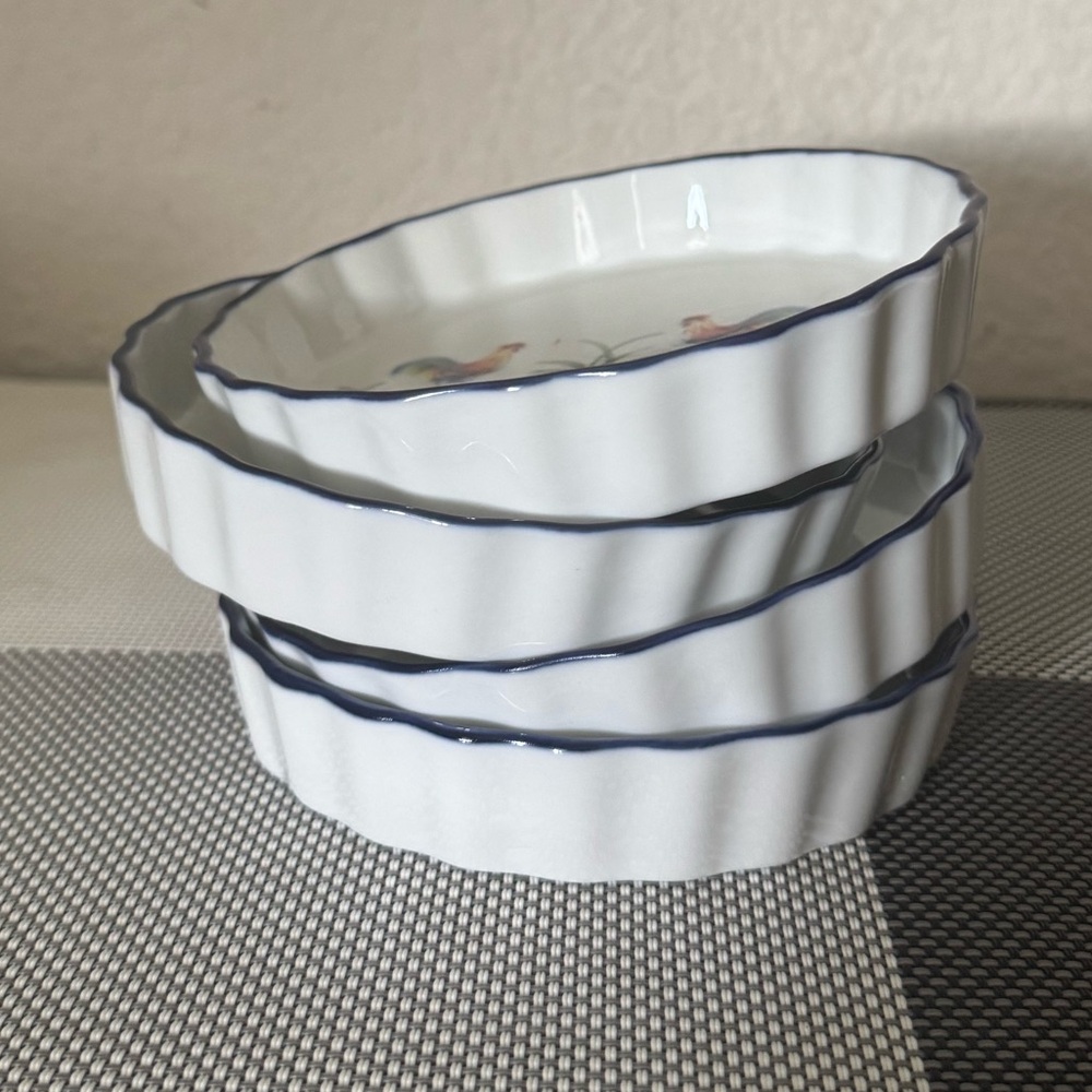 Decorative White and Green Rooster Plates